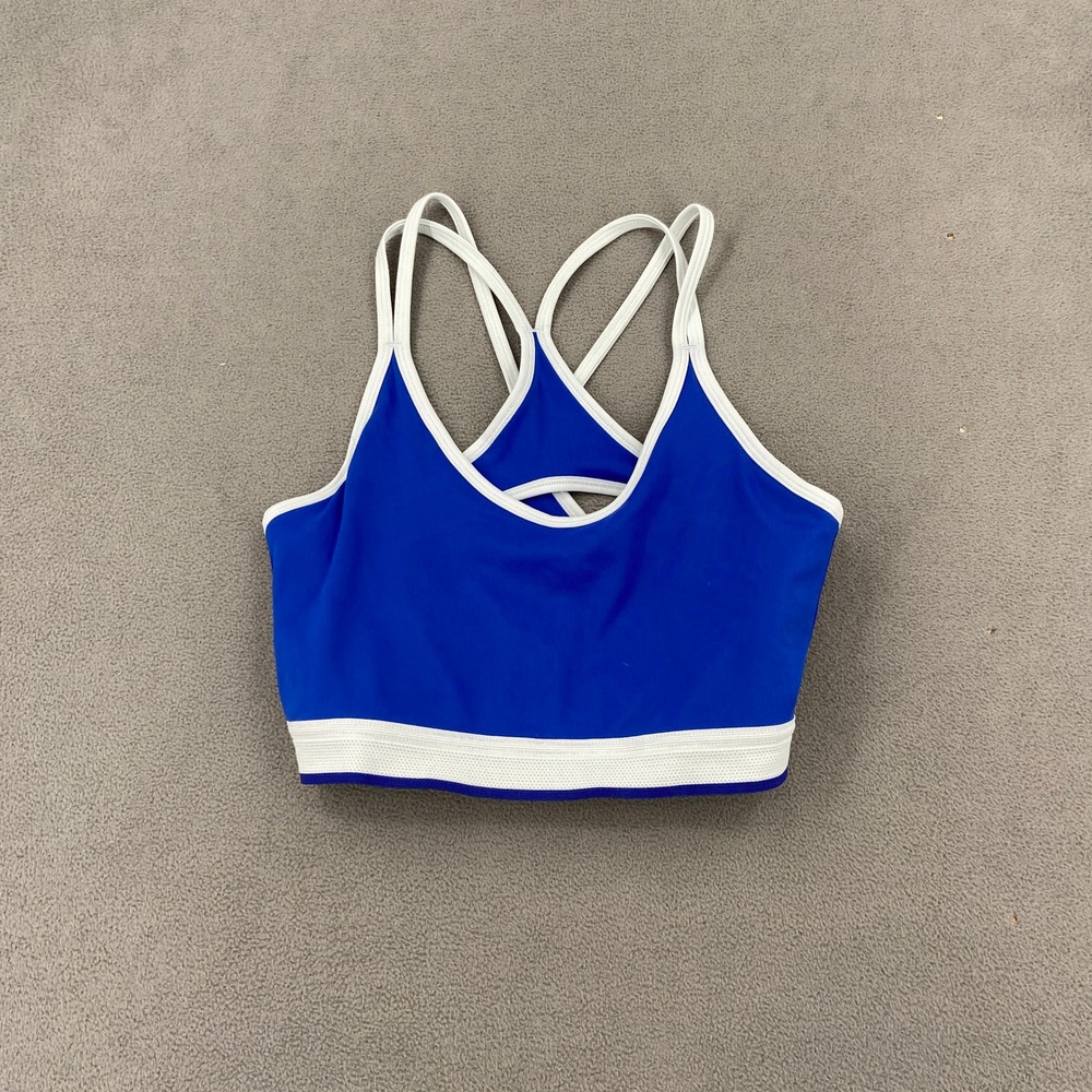 MIQI Royal Blue Strappy Racerback Sports Bra White Trim B257104X Size XS